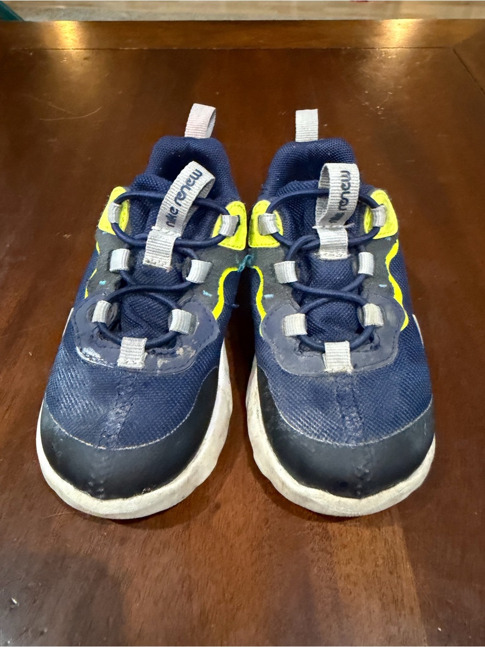 Nike Kids Navy and Neon Yellow Slip-On Athletic Sneakers